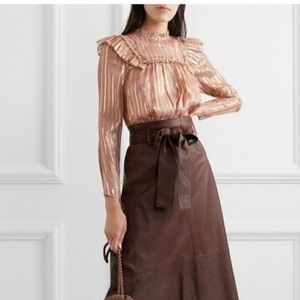 Ulla Johnson Leopold Ruffled Striped Silk Lurex